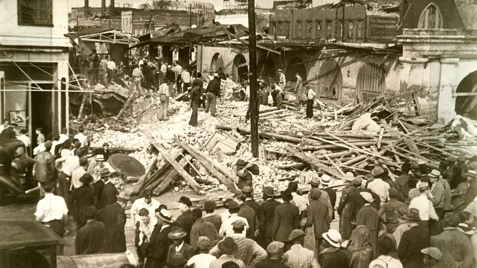 Commercial building and roof damage after a tornado